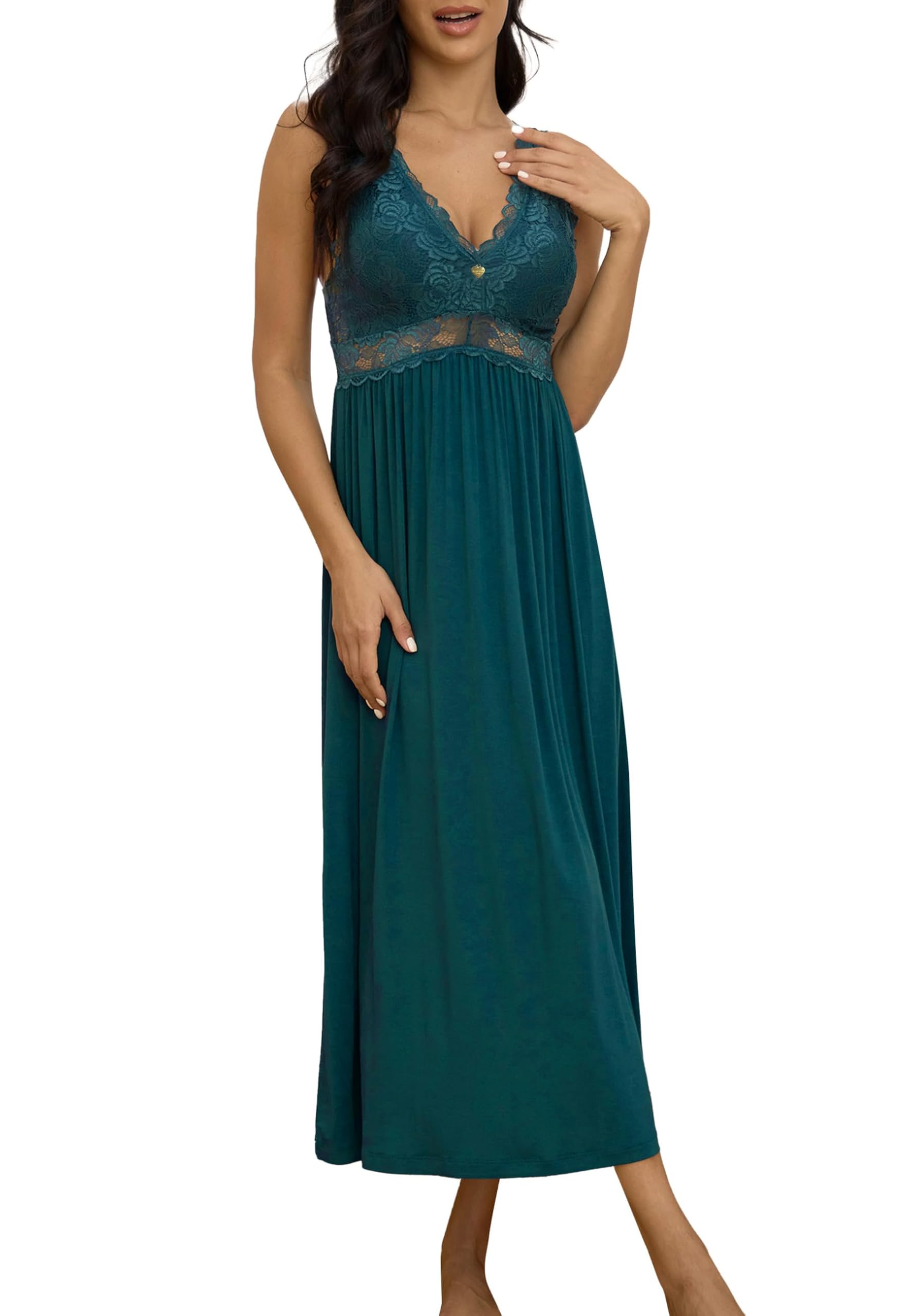 ALCEA ROSEA Womens Sexy Nightgowns Long Floral Lace silky Lingerie supportive Chemises Full slip for Women Elegant Sleepwear
