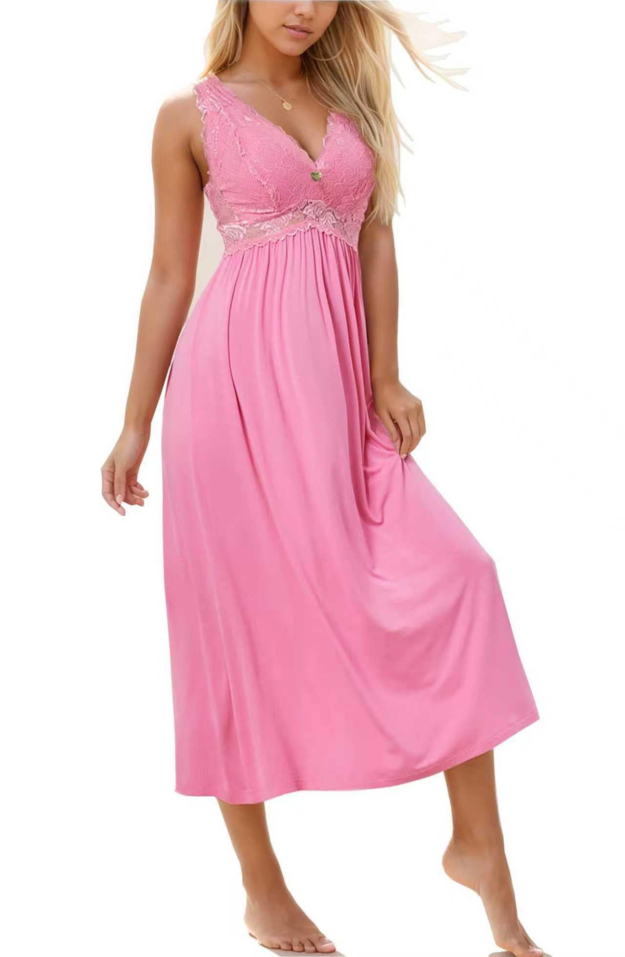 ALCEA ROSEA Womens Sexy Nightgowns Long Floral Lace silky Lingerie supportive Chemises Full slip for Women Elegant Sleepwear