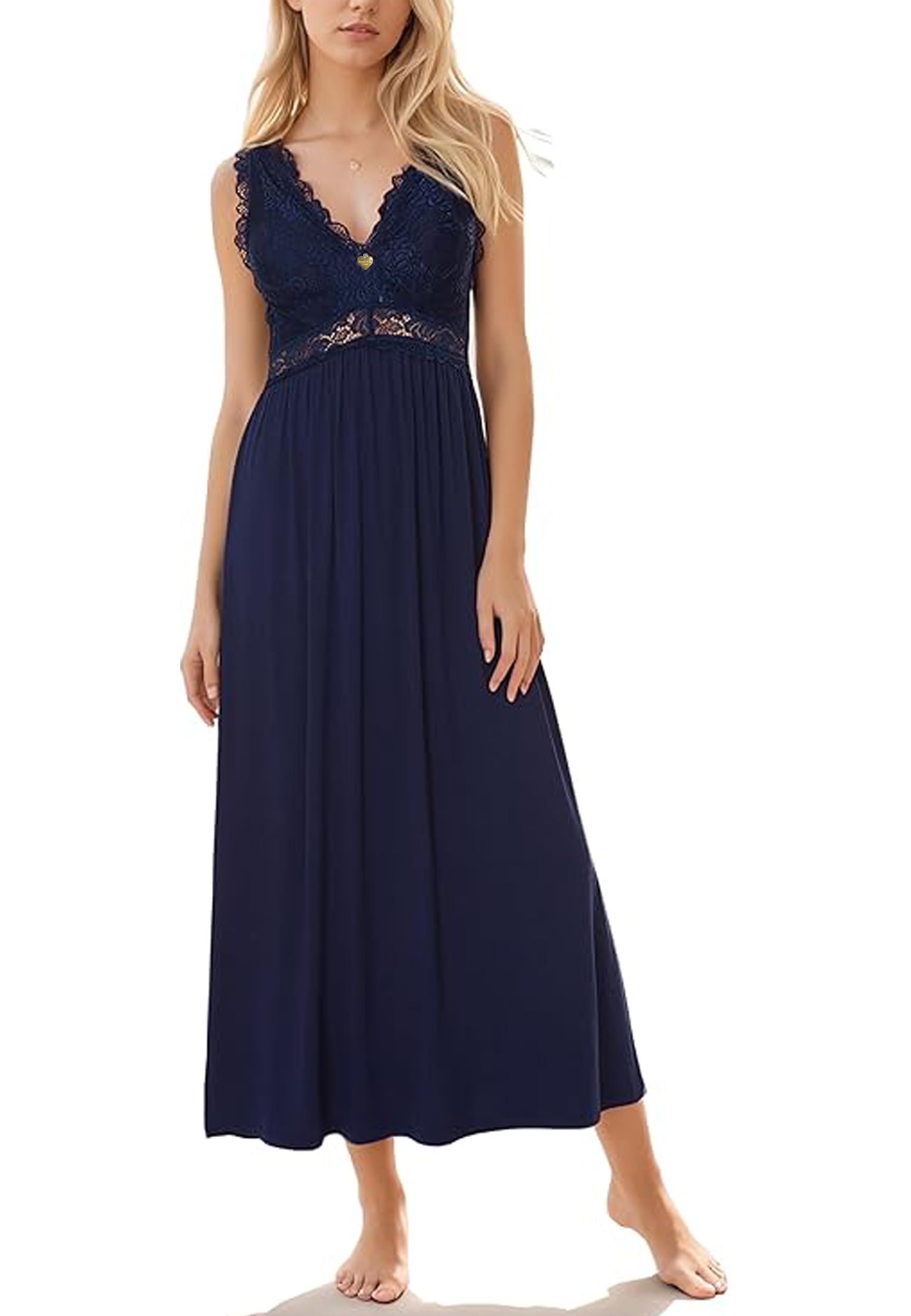 ALCEA ROSEA Womens Sexy Nightgowns Long Floral Lace silky Lingerie supportive Chemises Full slip for Women Elegant Sleepwear