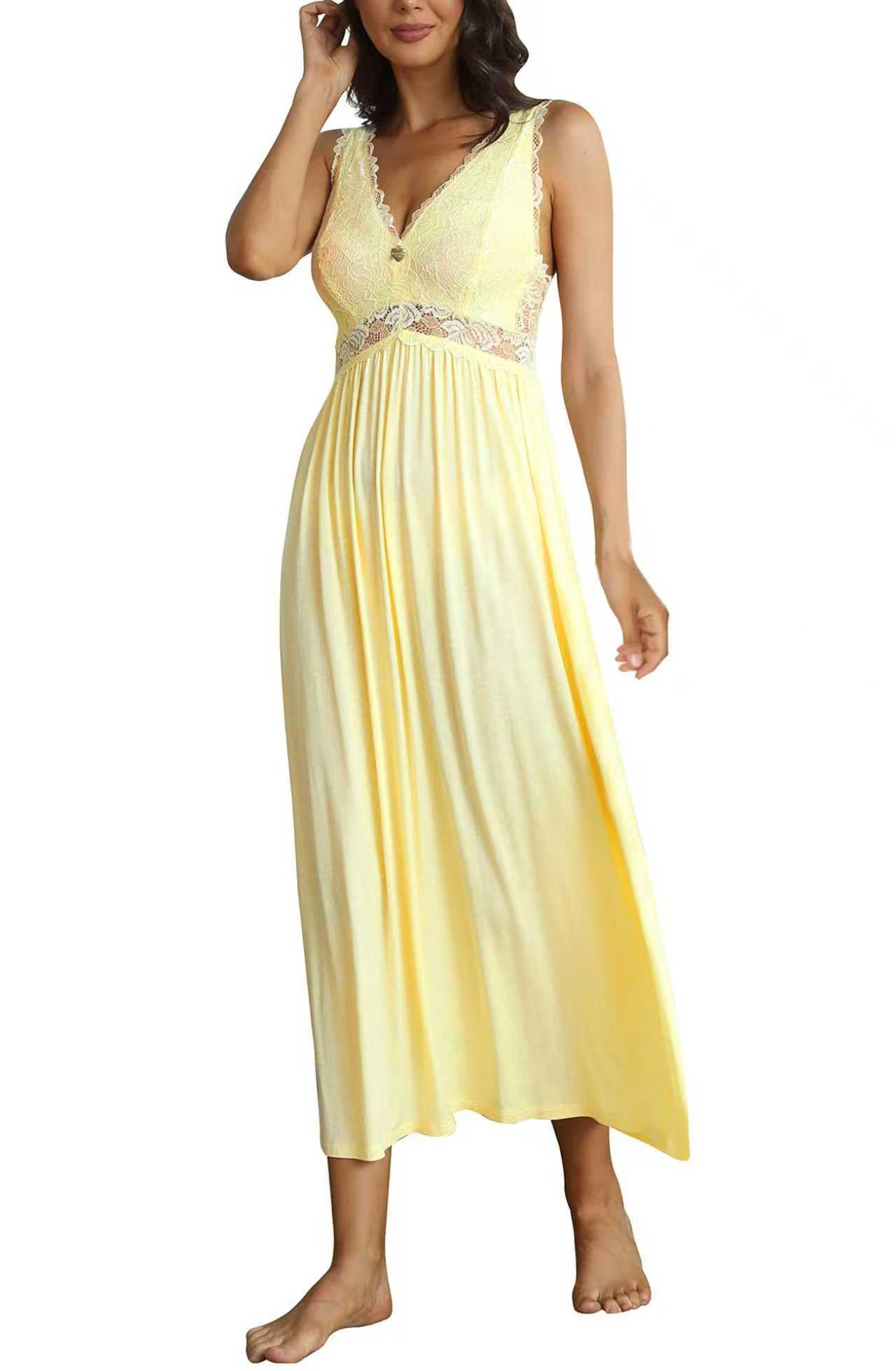 ALCEA ROSEA Womens Sexy Nightgowns Long Floral Lace silky Lingerie supportive Chemises Full slip for Women Elegant Sleepwear