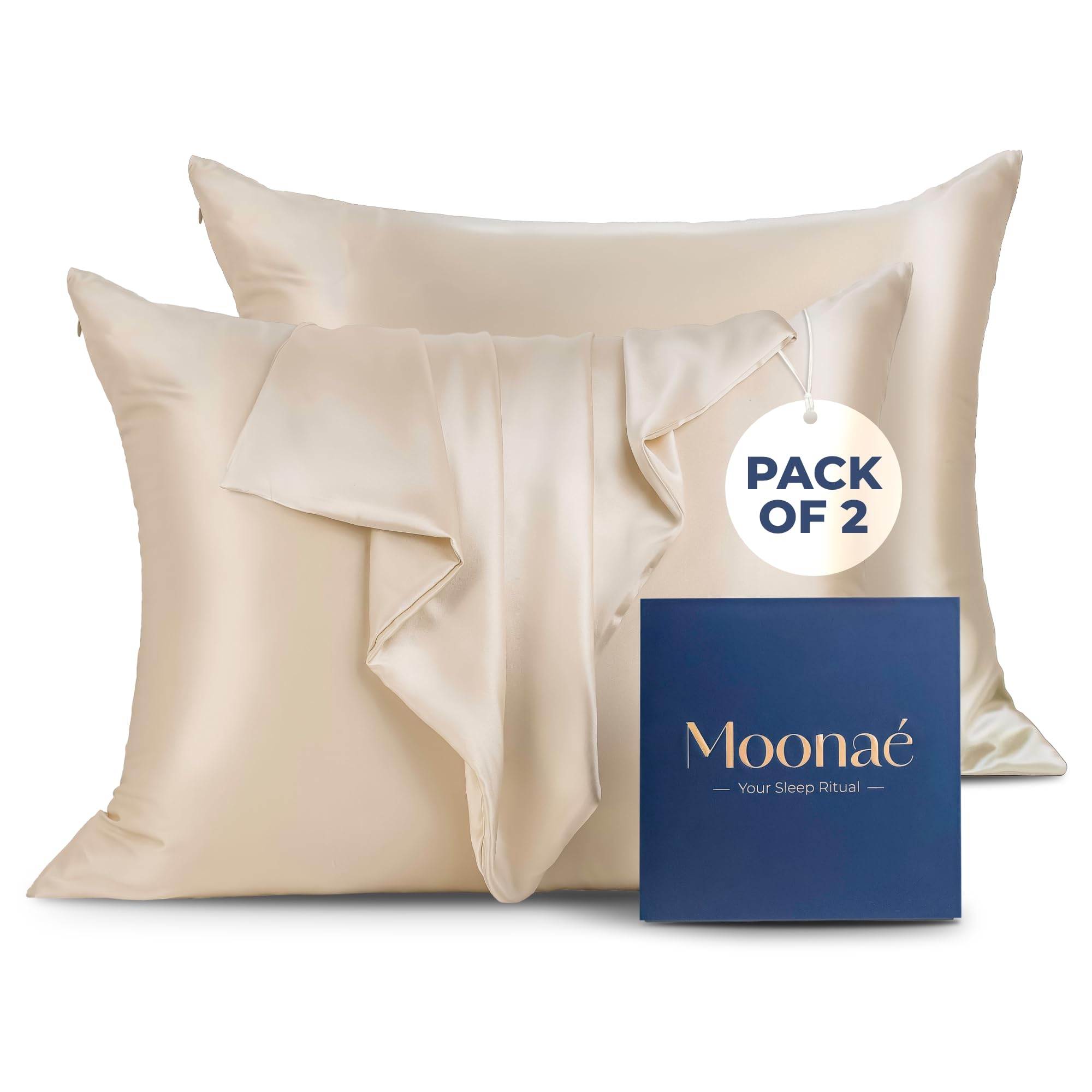 Mulberry Silk Pillowcase – Pure Silk Pillow Cover for Healthier Hair & Smoother Skin – Soft, Breathable and Temperature-Regulating, Luxurious Silk Case Colors Champ-S