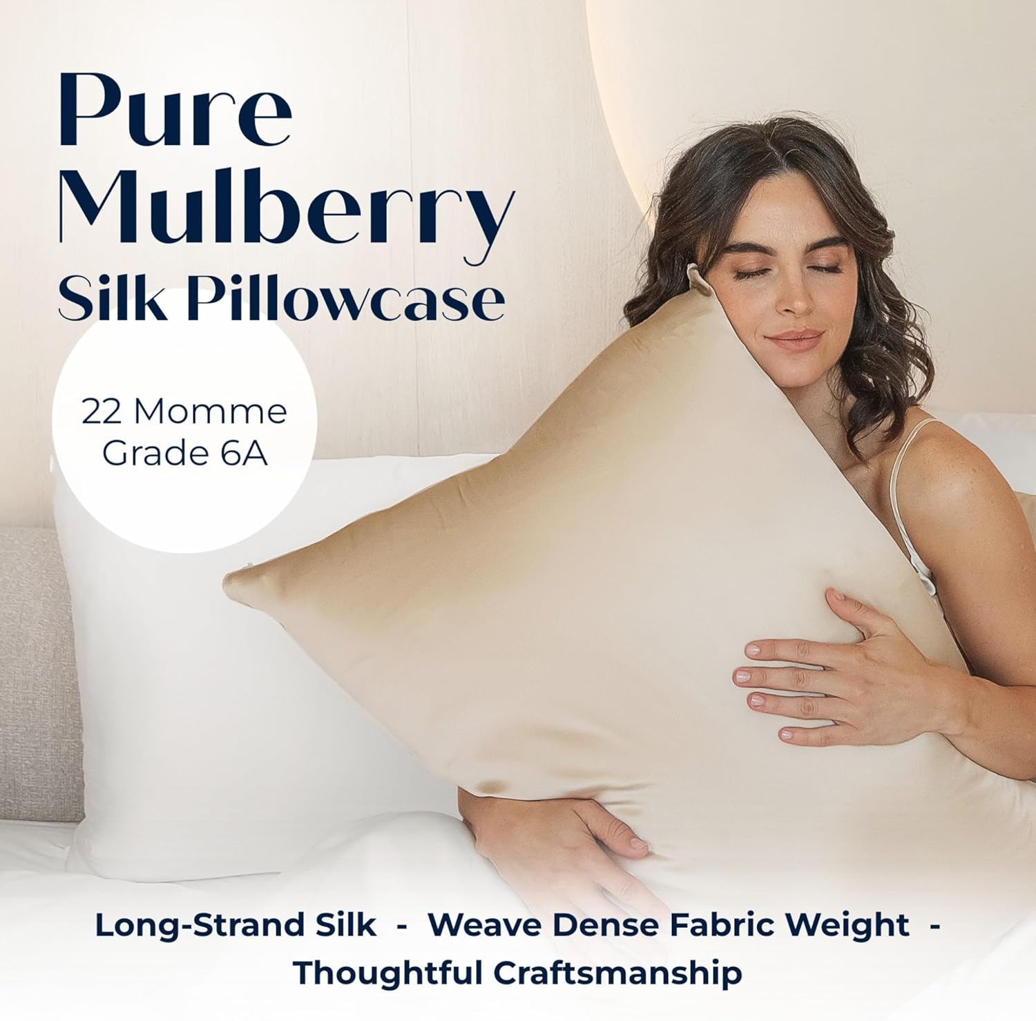 Mulberry Silk Pillowcase – Pure Silk Pillow Cover for Healthier Hair & Smoother Skin – Soft, Breathable and Temperature-Regulating, Luxurious Silk Case Colors Champ-S