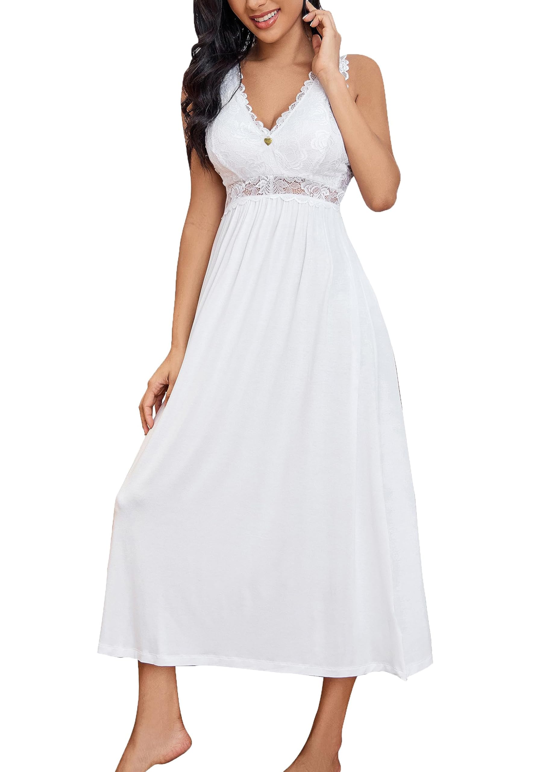 ALCEA ROSEA Womens Sexy Nightgowns Long Floral Lace silky Lingerie supportive Chemises Full slip for Women Elegant Sleepwear
