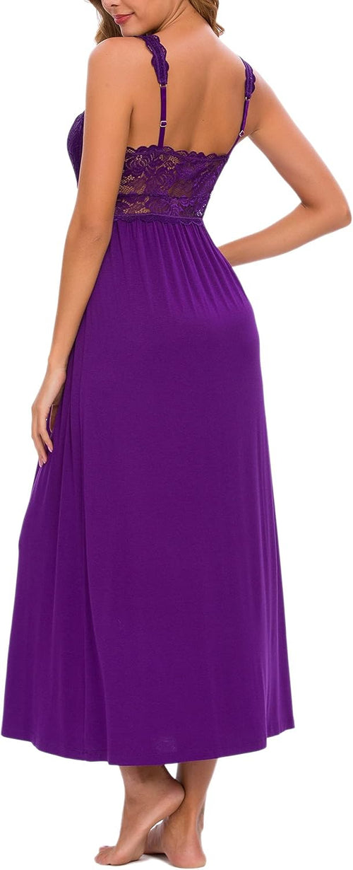 ALCEA ROSEA Womens Sexy Nightgowns Long Floral Lace silky Lingerie supportive Chemises Full slip for Women Elegant Sleepwear